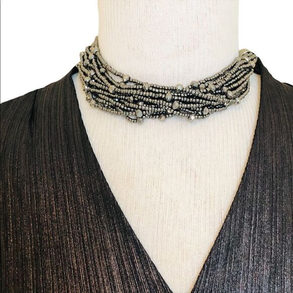 Thin poly/spandex black long sleeve summer evening blouse. Very slimming. NWT - Picture 2 of 7